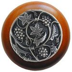 Grapevines Cherry Cabinet Knob, Antique Pewter