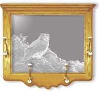 "Great Horned Owl" Etched Mirror Coat Rack