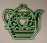 Green Cast Iron Teapot Shape Trivet