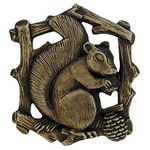 Grey Squirrel Cabinet Knob (Left Side/Faces Right), Antique Brass