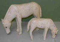 Handcarved, Distressed White Mare & Foal Decorative Horses
