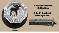 Hartford/Moose Wildlife Door Knobs, Crystal 2 3/4" Passage Set