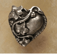 Heart With Ivy Large Pewter Cabinet Knob/Pull (Ivy Left)