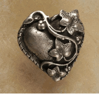 Heart With Ivy Large Pewter Cabinet Knob/Pull (Ivy Right)