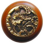 Hibiscus Cherry Cabinet Knob, Antique Brass