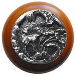 Hibiscus Cherry Cabinet Knob, Antique Pewter