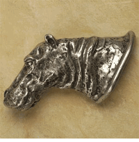 Hippo Head Pewter Cabinet Knob/Pull (Left Facing)