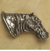 Hippo Head Pewter Cabinet Knob/Pull (Right Facing)