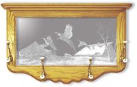 "Homestead Pheasants" Etched Mirror Coat Rack