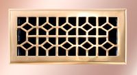 Honey Comb Styling Floor Register, 4" x 10" Solid Cast Brass Brass W/Damper