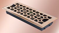 Honey Comb Styling Floor Register, 4" x 12" Solid Cast Brass Brass W/Damper