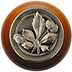 Horse Chestnut Cherry Cabinet Knob, Brilliant Pewter
