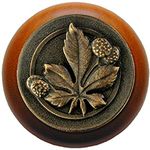 Horse Chestnut Cherry Cabinet Knob, Dark Brass