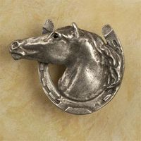Horse In Horseshoe Pewter Cabinet Knob/Pull
