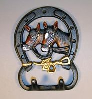 Horses In Horseshoe Painted Double Hook