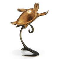 Impressionistic Turtle Sculpture, Hand Cast Brass