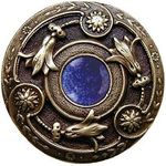 Jeweled Lily Blue Sodalite, Antique Brass