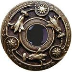 Jeweled Lily Onyx, Antique Brass