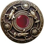 Jeweled Lily Red Carnelian, Antique Brass