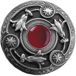 Jeweled Lily Red Carnelian, Antique Pewter