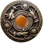 Jeweled Lily Tiger Eye, Antique Brass