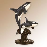 Killer Whale Pair Metal Art Sculpture