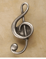 Large Treble Clef Cabinet Knob/Pull In Pewter