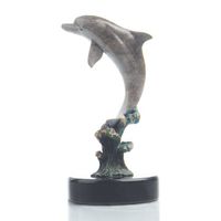 Leaping Dolphin Brass & Marble Art Sculpture