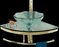 Lotus Clear Glass & Brass Corner Sink