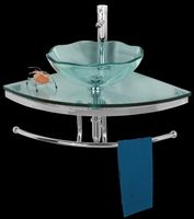 Lotus Glass & Stainless Corner Sink