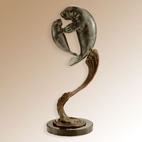 Mama & Baby Manatees Metal Art Sculpture