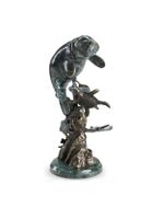 Manatee And Friends Aluminum Sculpture, Marble Base