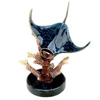 Manta Ray Brass & Marble Art Sculpture
