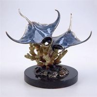 Manta Ray Duo, Cast Brass & Marble