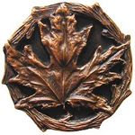 Maple Leaf Cabinet Knob, Antique Copper