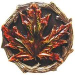 Maple Leaf Cabinet Knob, Hand Tinted Brass
