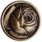 McKenna's Rose Cabinet Knob, Antique Brass