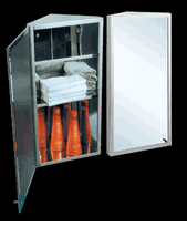 Medicine Chests Brushed Stainless Steel, Left Side Hinge Mirror