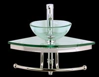 Mini Glass & Stainless Corner Sink