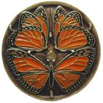 Monarch Butterflies Cabinet Knob, Enameled Brass
