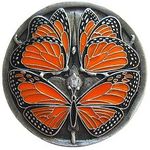 Monarch Butterflies Cabinet Knob, Enameled Pewter