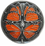 Monarch Butterflies Cabinet Knob, Enameled Pewter