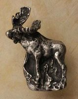 Moose On Mountain Pewter Cabinet Knob/Pull (Left Face)