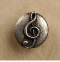 Musical Treble Clef Cabinet Knob/Pull In Pewter