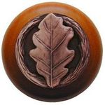 Oak Leaf Cherry Cabinet Knob, Antique Copper