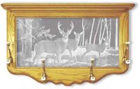 "Oak Ridge Deer" Etched Mirror Coat Rack