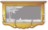 "Ocean Palm Trees" Tropical Etched Mirror Coat Rack