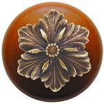Opulent Flower Cherry Cabinet Knob, Antique Brass
