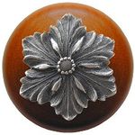 Opulent Flower Cherry Cabinet Knob, Antique Pewter