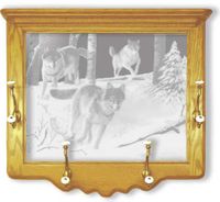 "Pack Attack" Wolves Etched Mirror Coat Rack